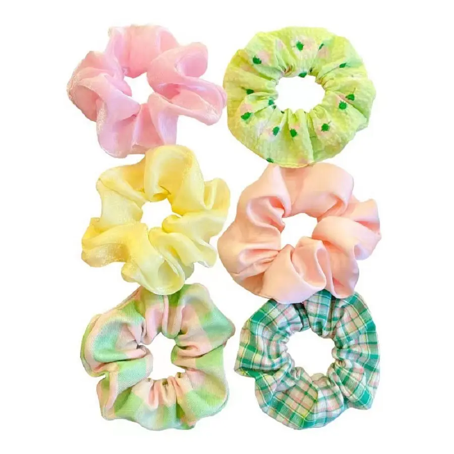 2023 Scrunchy di grandi dimensioni per bambini fasce elastiche per capelli di buona qualità Set di cravatte per capelli floreali morbide per bambini popolari