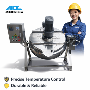 Commercial 100-Liter Double Layer Stainless Steel 304 Jacketed Kettle Agitator Gas/Electric/Steam Heating for Chemical Motor - Product Image 1