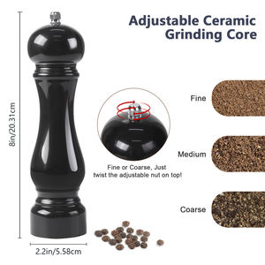 Molinillo <span class=keywords><strong>de</strong></span> Pimienta y Sal <span class=keywords><strong>de</strong></span> Mar Negro para Cocina, con Mecanismo <span class=keywords><strong>de</strong></span> Molienda Acrílico y Núcleo <span class=keywords><strong>de</strong></span> Cerámica Ajustable - Product Image 3