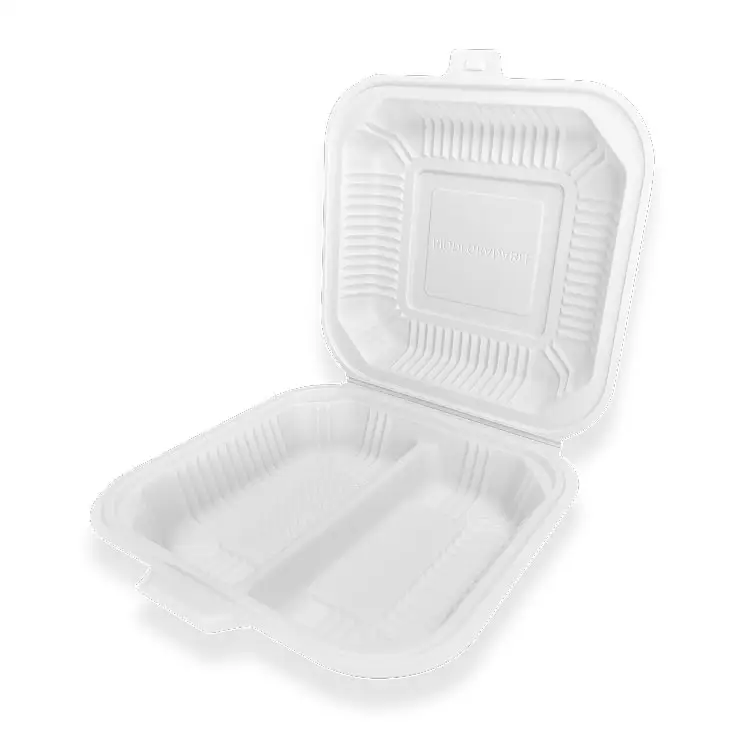 Biodegradable Container 8 inch 1-2 Compartment Lunch Boxes Disposable Food Container
