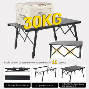 Table de camping pliable en aluminium, légère, facile à installer, réglable en hauteur, portable, pour pique-nique en plein air - Product Image 5