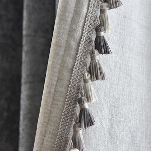 Advanced Elegent <strong>Grey</strong> Blackout <strong>Crush</strong> <strong>Velvet</strong> Tassel Trimming <strong>Curtains</strong> - Product Image 5