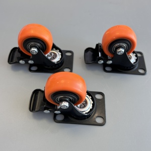 Rodízios Giratórios Premium de Poliuretano Laranja de 4 Polegadas com Travamento, Material Durável de Aço e Polipropileno - Product Image 4