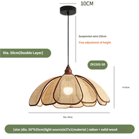 Luminaire suspendu en rotin à plusieurs niveaux, style bohème chic, avec accents en bois, design moderne du milieu du siècle, lumière LED chaude pour salles à manger