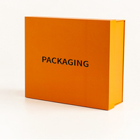 Boîtes cadeaux rigides en carton orange écologiques sur mesure, impression offset/flexographique, dorure/argenture, fermeture supérieure/inférieure