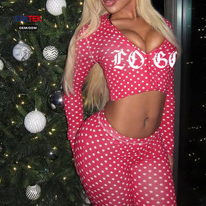 Ensemble de pyjamas à pois de Noël avec logo personnalisé, vêtements de détente <span class=keywords><strong>sexy</strong></span> ajustés, manches longues, vêtements de nuit pour femmes, tenues de fête à la maison - Product Image 4