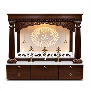 Marble Look Wooden Carved Modern Temples Designer Wooden Temple Pooja Mandir Modern Design Wooden Temple Indian Pooja Room - Product Image 4