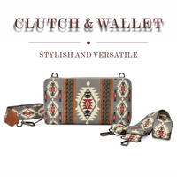 Tas genggam wanita, dompet Barat tali bahu dapat dilepas & disesuaikan Boho Aztec pemegang kartu kredit