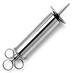 Jeringa manual duradera de tres anillos con diseño de signo de hash para irrigación externa, certificada CE, para uso clínico, acabado de latón cromado (3 tamaños) - Product Image 1