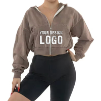 Sweat-shirts à capuche sport pour femmes à épaules tombantes personnalisés de haute qualité, vente en gros OEM, sweat-shirts à capuche en coton lourd pour femmes, fermeture éclair intégrale