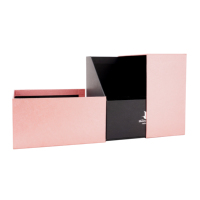 Boîte de rangement rigide multi-tiroirs en gros, personnalisable avec logo, rose et noire, en carton avec insert en mousse pour emballage cadeau cosmétique