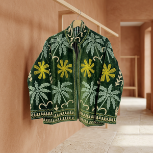 Elegant Autumn Style Handmade Breathable Eco-Friendly Woven Velvet Cotton <b>Jacket</b> Women's <b>Mandarin</b> <b>Collar</b> Full Sleeve - Product Image 3