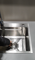 Évier de cuisine moderne carré à cuve unique en acier inoxydable 304 à montage sous plan avec revêtement nano anti-bactérien, anti-graisse et anti-rayures
