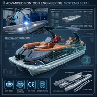 Bateau ponton de luxe en aluminium de qualité marine Kinlife Cruising Pleasure Leisure, avec pont soudé et moteur, idéal pour les fêtes flottantes, à vendre