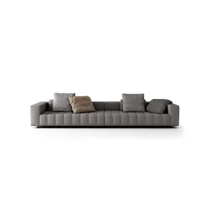新产品高端意大利设计客厅家具4座织物皮革组合模块化沙发