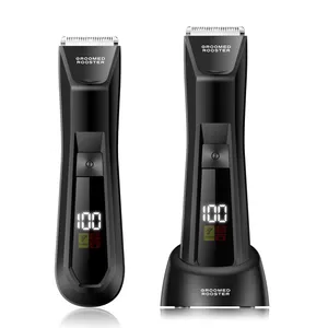 Recortadora de Vello Corporal Eléctrica <span class=keywords><strong>para</strong></span> Hombre, Nueva, Segura, con Cuchilla de Cerámica, Impermeable, Pantalla LCD Negra - Product Image 1