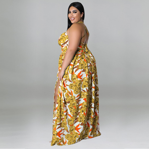 Halter v Neck Side Split <strong>Plus</strong> <strong>Size</strong> Maxi Women's <strong>Dresses</strong> 4xl 5xl 6xl 7xl <strong>Plus</strong> <strong>Size</strong> Floral <strong>Summer</strong> Casual <strong>Dresses</strong> - Product Image 6