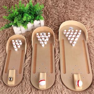 Premium Wood Home Office <b>Desk</b> Tabletop Toys Stress Relief Toy Wooden <b>Mini</b> Bowling Game - Product Image 4