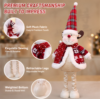 Figurines de Noël rétractables à longues jambes : Père Noël, Bonhomme de neige, Renne, Gnome à carreaux rouges – Décoration de table de Noël pour la maison