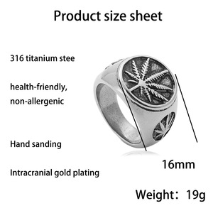 Men's Stainless Steel Maple Leaf <b>Ring</b> Retro Punk Style <b>Large</b> Plant Design Gift Jewelry 27065 - Product Image 5