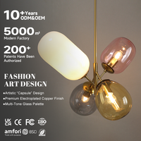 Lampe suspendue LED élégante et moderne en fer et verre, couleur or, noir, blanc, 3500K, blanc chaud, pour chambre à coucher, salon