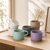 Tasses en céramique pastel mat personnalisables avec logo, compatibles lave-vaisselle, sans BPA, réutilisables, pour café, thé, commande en gros pour cafés, hôtels, cadeaux