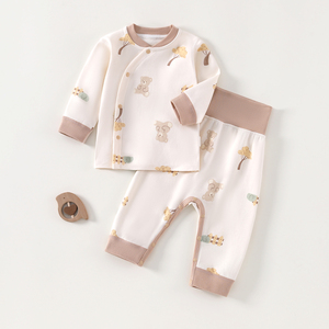 Ka Ka Bear Ensemble 2 pièces de haute qualité pour bébé, en coton, imprimé dessin animé, hauts et pantalons, à boutonnage simple, manches longues, doux et respirant - Product Image 6