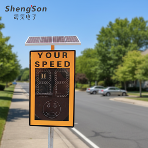 Señal de radar LED para exteriores con indicador de velocidad, alimentada por energía solar, con emoticono de cara triste y feliz para la seguridad vial - Product Image 2