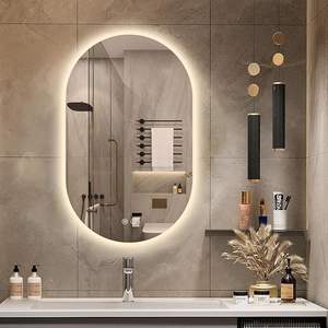 Espejo de tocador ovalado con luz Led, multifunción, Círculo de baño, espejos iluminados con retroiluminación, montaje en pared, antiniebla, regulable - Product Image 1