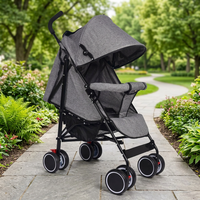 Poussette bébé portable, position assise et allongée, cadre en fer durable, ceinture de sécurité 5 points, roues en EVA, pare-soleil réglable