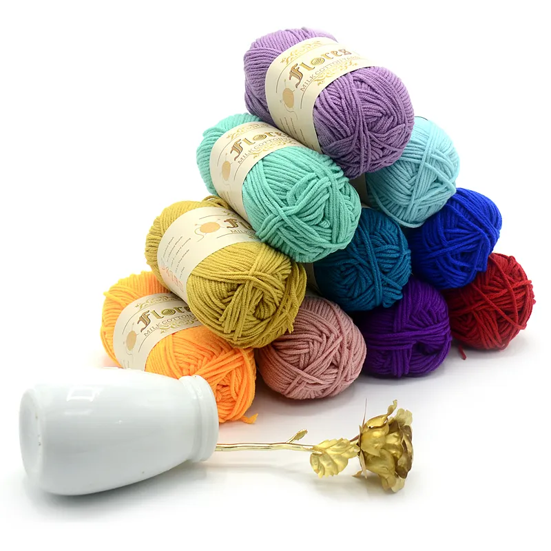 Acrylic Wool millk 100 Grams rug 5Ply 50g amigurumi tufting hand knitting 3 ply fine organic Milk cotton Crochet Yarn for baby