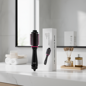 Cepillo de aire caliente voluminizador 4 en 1 DB, doble voltaje, iónico, con 2 velocidades y motor de CC para alisar, rizar y secar el cabello. - Product Image 2