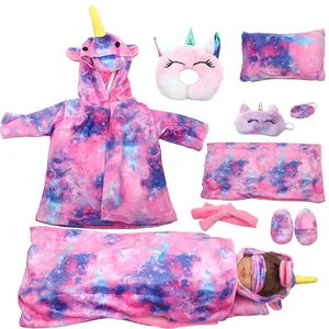 Nouveau Style enfants poupée masque pour les yeux cache-oreilles pantoufle poupée américaine vêtements pyjamas sac de couchage jouet accessoires pour poupées de 18 pouces