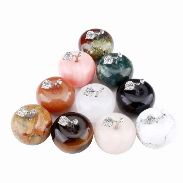 Wholesale natural crystal quartz healing stones rose quartz crystal apple for christmas gift