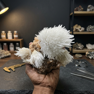 Natural Scolecite <b>Crystal</b> <b>Cluster</b> Mineral Specimen Radiating White <b>Crystal</b> Formation for Mineral Collectors Display Collection a - Product Image 4
