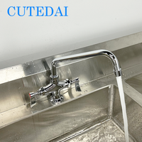Vente en gros de mitigeur à un trou et deux poignées en laiton massif, robinet de cuisine commercial monté sur le pont pour mitigeur d'eau chaude et froide