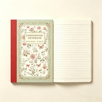 Carnet de composition personnalisé Rose Cherry avec bordure verte et dos rouge – Cadeau de fêtes