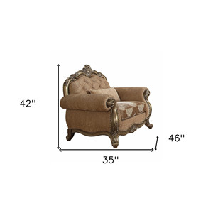 HMS 35 grigio e anticato bianco tessuto floreale ciuffo Chesterfield sedia con cuscino di lancio per soggiorno arredamento - Product Image 3