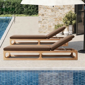 Chaise longue <span class=keywords><strong>de</strong></span> luxe en bois pour hôtel, <span class=keywords><strong>jardin</strong></span>, piscine, en rotin, teck, aluminium, corde et osier, double, pour extérieur - Product Image 6