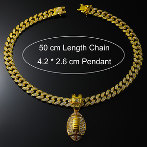 Hot Selling New Hiphop Gold <b>Silver</b> Plated Alloy Rugby Pendant <b>Necklaces</b> Personalized <b>Mens</b> <b>Necklace</b> Fashion Jewelry Wholesale - Product Image 5