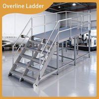 Plataforma de Trabajo Elevada de Aluminio Segura para Producción Alimentaria, con Barandillas de Seguridad Completas