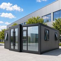 Maison pliante à double aile préfabriquée 20FT, structure en acier, toit à pignon, annexe résidentielle pour jardin, unité monobloc pliable et peu encombrante
