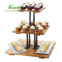 Support de présentation de pâtisserie personnalisé en bois et métal, support à 3 niveaux pour cupcakes, pain, boutique, support à gâteau rustique et présentoir