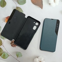 Étui de téléphone en cuir PU givré de luxe avec fenêtre semi-transparente et porte-cartes pour Camon A33, OPPO A3s