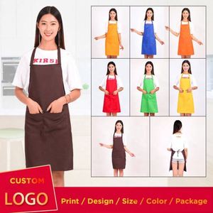 ผ้ากันเปื้อนทำครัวพิมพ์โลโก้สีดำ โปรโมชั่น ผ้าแคนวาสผสมคอตตอนโพลีเอสเตอร์ 100% สำหรับเชฟ - Product Image 4