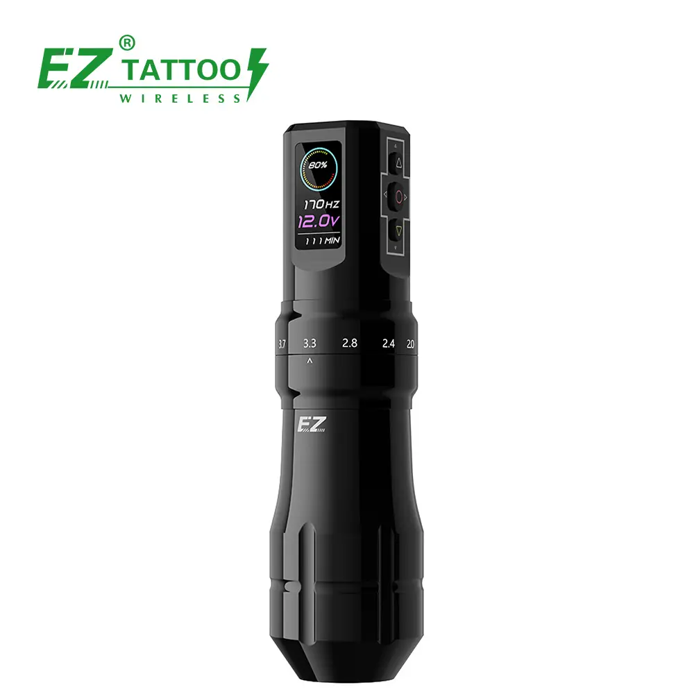 Venta al por mayor EZ Tattoo P3 PRO Big Glossy Finish Grip máquina de pluma de tatuaje inalámbrica permanente con trazo ajustable y función APP