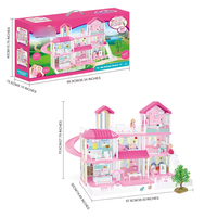 Ensemble de maison de jeu rose pour filles, modèle de mini-villa pour jeu de rôle pour enfants avec meubles et accessoires, jouet en plastique