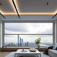 Fenêtre de balcon intelligente et moderne à volets horizontaux, levage électrique, double vitrage trempé, vue panoramique, personnalisable