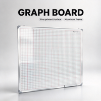 Tableau graphique magnétique suspendu en aluminium 120x120cm avec lignes quadrillées pré-imprimées pour architectes et dessin technique