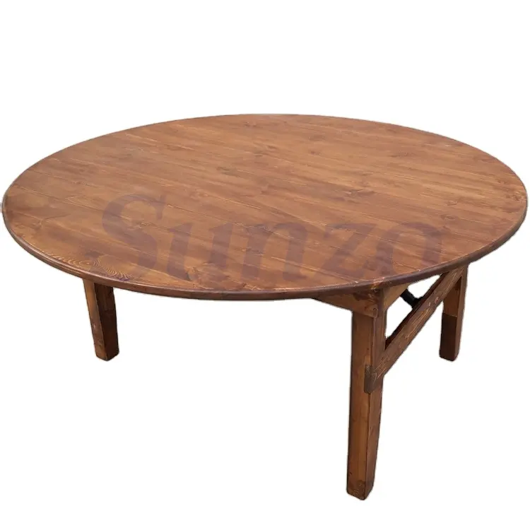 カスタマイズされたヴィンテージスタイルの素朴なソリッドオークウッドラウンドコーヒーテーブル